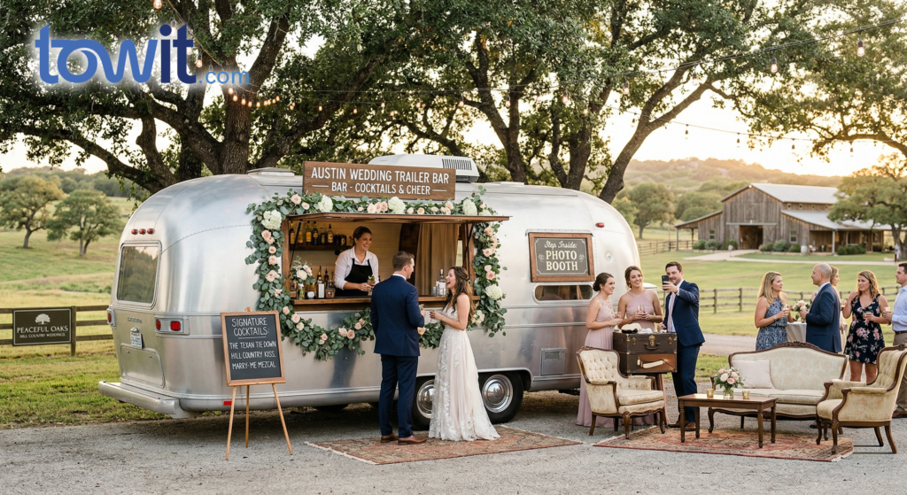 Renting a specialty trailer for a wedding is a hit.