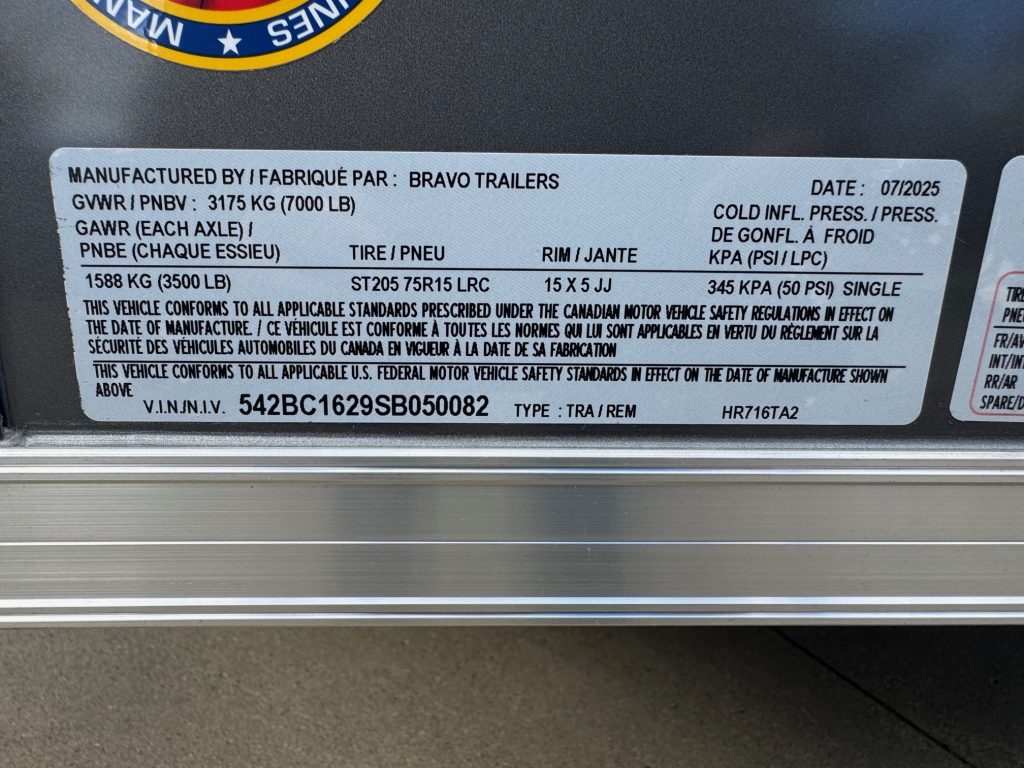 2025 Bravo 7x16 Enclosed Cargo Trailer - 7' Interior Height, E-Track